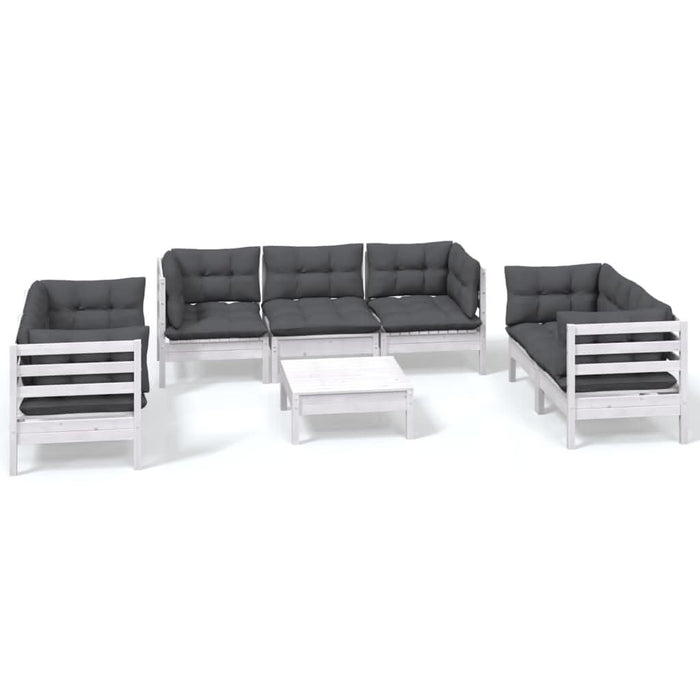 Set mobilier de grădină cu perne, 8 piese, lemn masiv de pin - WALTI WALTI