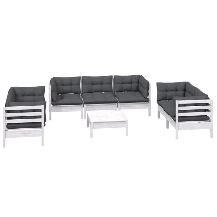 Set mobilier de grădină cu perne, 8 piese, lemn masiv de pin - WALTI WALTI