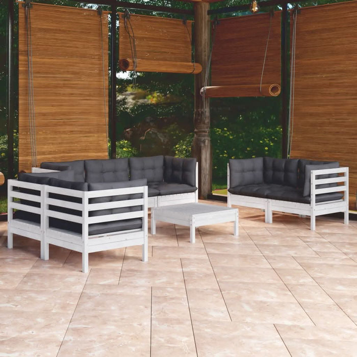 Set mobilier de grădină cu perne, 8 piese, lemn masiv de pin - WALTI WALTI