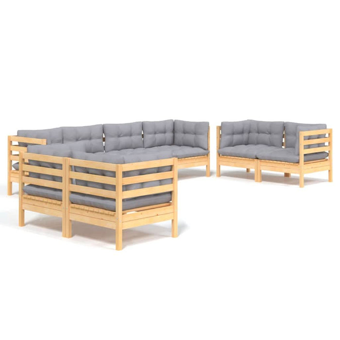 Set mobilier de grădină cu perne gri, 8 piese, lemn masiv pin - WALTI WALTI