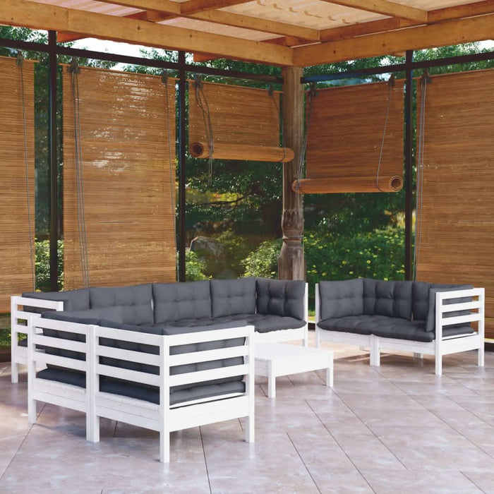 Set mobilier de grădină cu perne, 9 piese, lemn masiv de pin - WALTI WALTI
