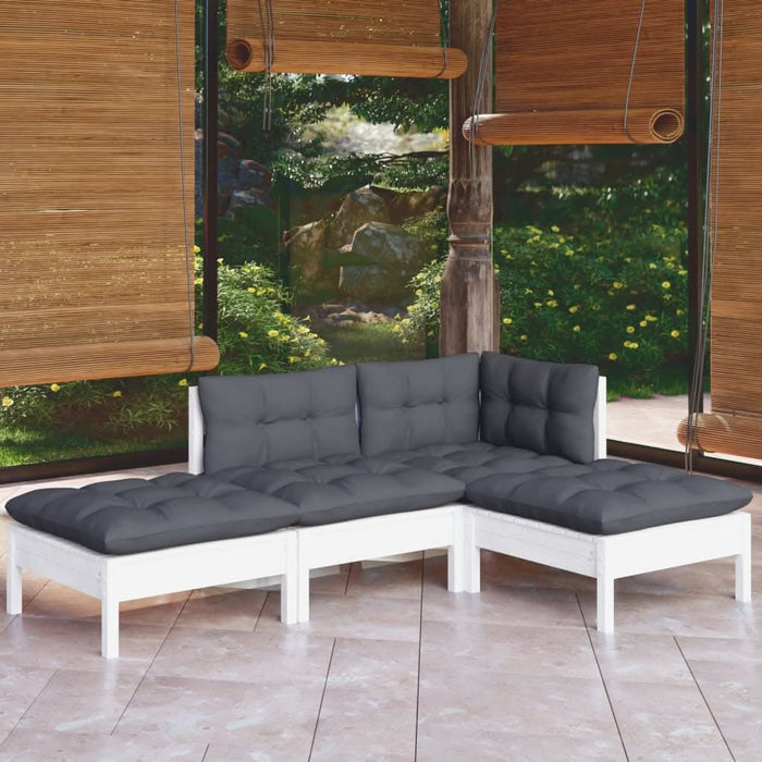 Set mobilier grădină cu perne, 4 piese, lemn masiv de pin - WALTI WALTI
