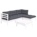 Set mobilier grădină cu perne, 5 piese, alb, lemn de pin - WALTI WALTI
