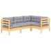 Set mobilier grădină cu perne, 4 piese, gri, lemn de pin - WALTI WALTI