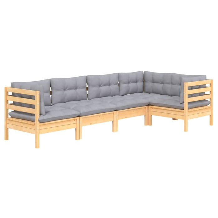 Set mobilier grădină cu perne gri, 5 piese, lemn masiv de pin - WALTI WALTI