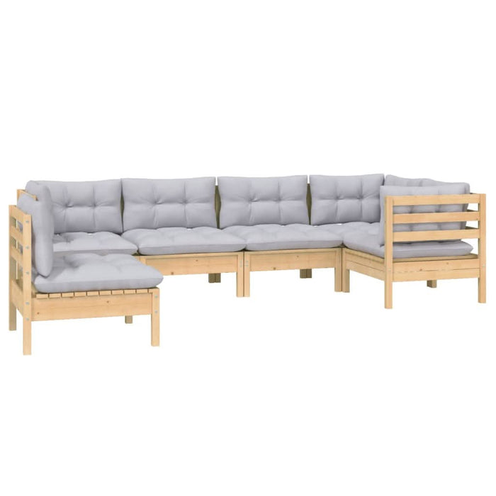 Set mobilier grădină cu perne gri, 6 piese, lemn de pin - WALTI WALTI