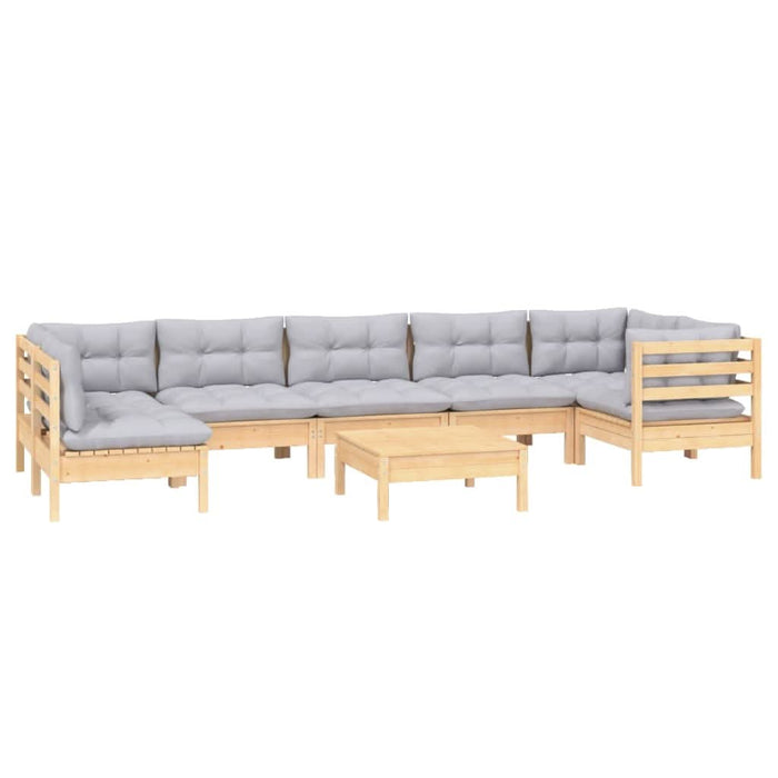 Set mobilier de grădină cu perne, 8 piese, gri, lemn de pin - WALTI WALTI