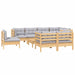 Set mobilier de grădină cu perne gri, 9 piese, lemn masiv pin - WALTI WALTI