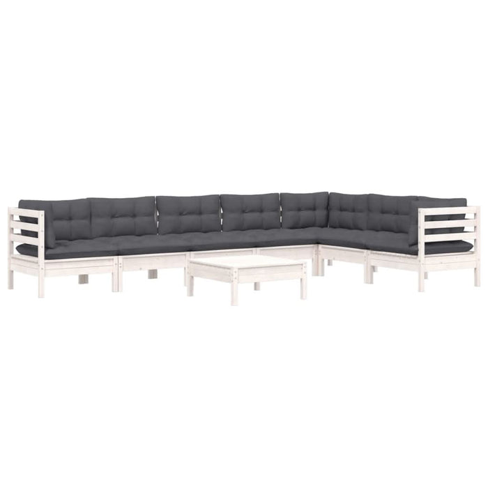 Set mobilier de grădină cu perne, 8 piese, alb, lemn masiv pin - WALTI WALTI