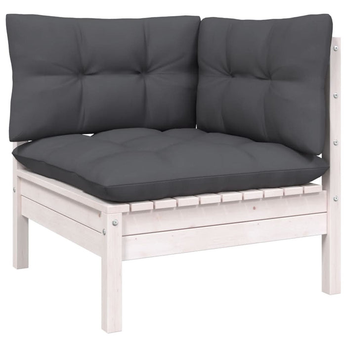 Set mobilier grădină cu perne, 11 piese, alb, lemn masiv pin - WALTI WALTI