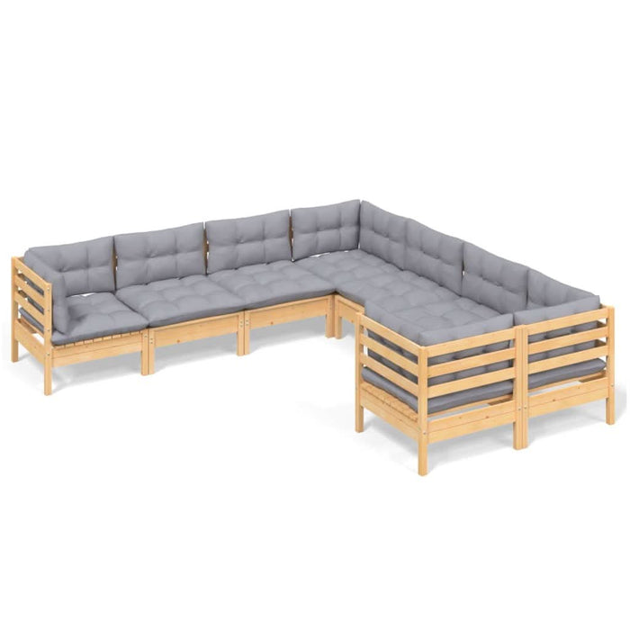 Set mobilier de grădină cu perne gri, 8 piese, lemn masiv pin - WALTI WALTI
