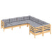 Set mobilier de grădină cu perne gri, 8 piese, lemn masiv pin - WALTI WALTI