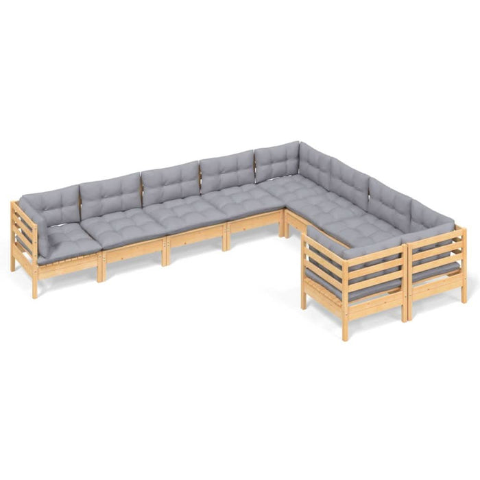 Set mobilier de grădină cu perne, 5 piese, gri, lemn de pin - WALTI WALTI
