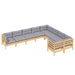 Set mobilier de grădină cu perne, 5 piese, gri, lemn de pin - WALTI WALTI