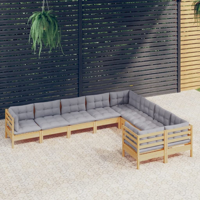 Set mobilier de grădină cu perne, 5 piese, gri, lemn de pin - WALTI WALTI