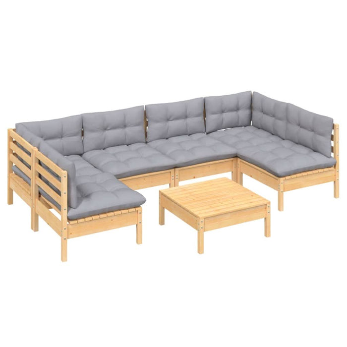 Set mobilier grădină cu perne gri, 7 piese, lemn masiv de pin - WALTI WALTI