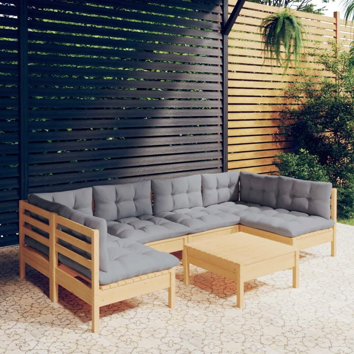Set mobilier grădină cu perne gri, 7 piese, lemn masiv de pin - WALTI WALTI