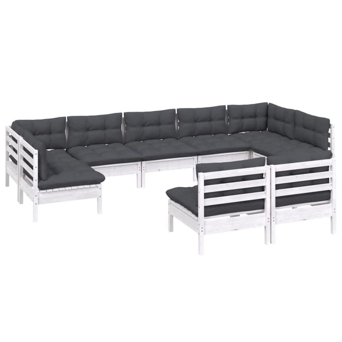Set mobilier grădină cu perne, 9 piese, alb, lemn masiv pin - WALTI WALTI