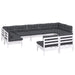 Set mobilier grădină cu perne, 9 piese, alb, lemn masiv pin - WALTI WALTI