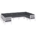 Set mobilier de grădină cu perne, 9 piese, alb, lemn masiv pin - WALTI WALTI