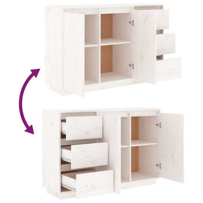 Servantă, alb, 111x34x75 cm, lemn masiv de pin - WALTI WALTI