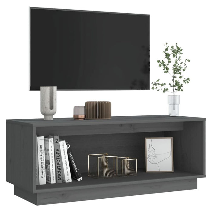 Comodă TV, gri, 90x35x35 cm, lemn masiv de pin - WALTI WALTI