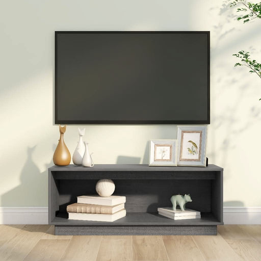 Comodă TV, gri, 90x35x35 cm, lemn masiv de pin - WALTI WALTI