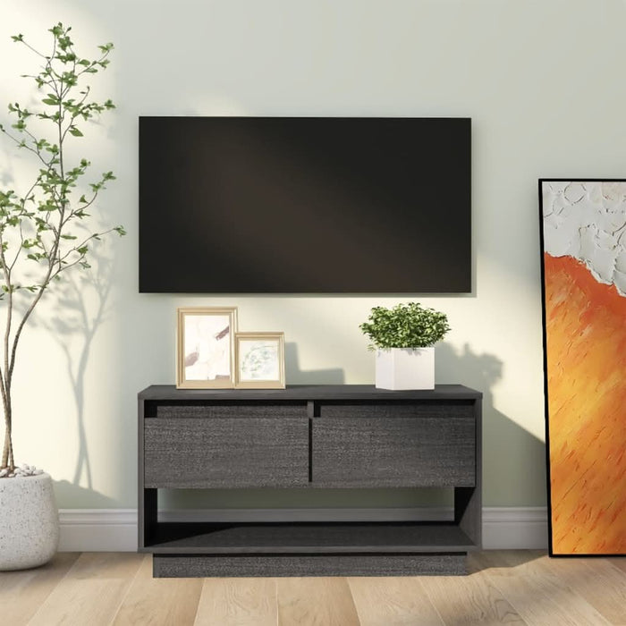 Comodă TV, gri, 74x34x40 cm, lemn masiv de pin - WALTI WALTI