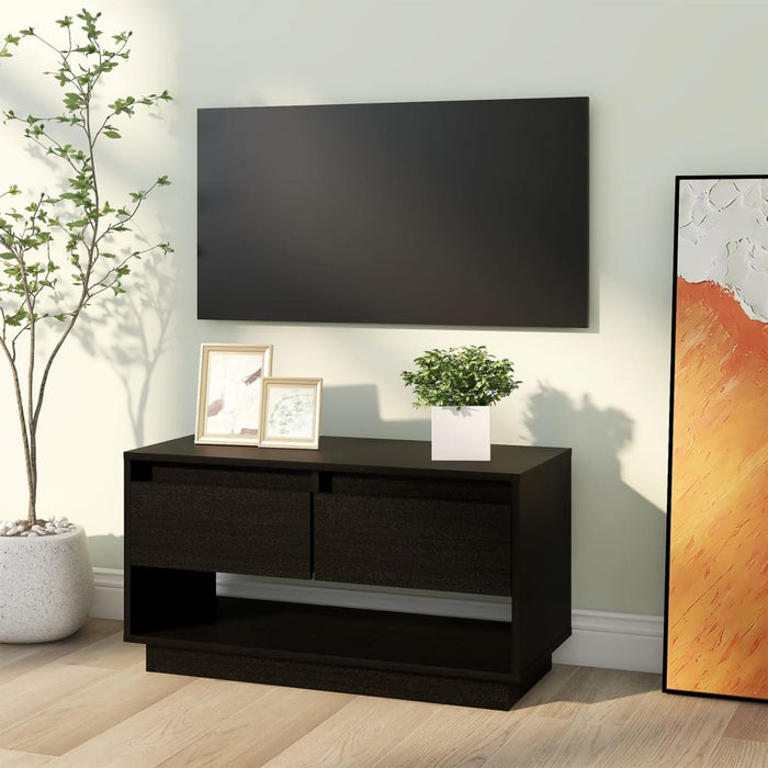 Comodă TV, negru, 74x34x40 cm, lemn masiv de pin - WALTI WALTI