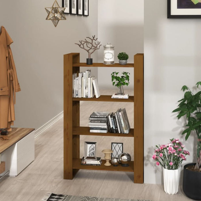 Bibliotecă/Separator cameră maro miere 80x35x125 cm lemn masiv - WALTI WALTI