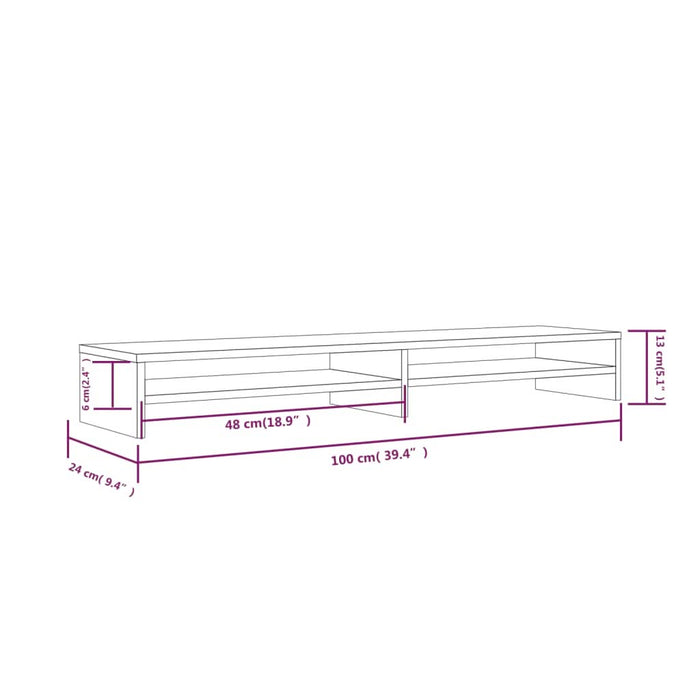 Stand pentru monitor, 100x24x13 cm, lemn masiv de pin - WALTI WALTI