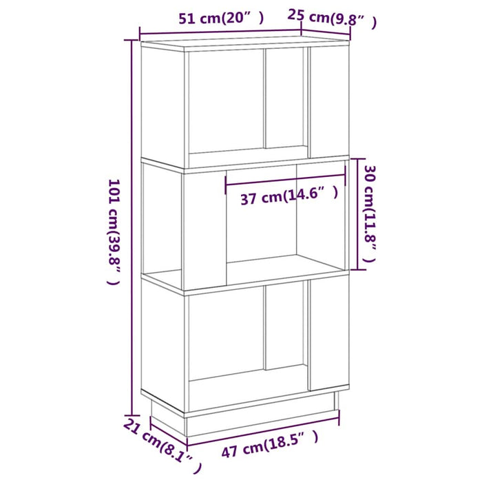 Bibliotecă/Separator cameră, gri, 51x25x101 cm lemn masiv pin - WALTI WALTI