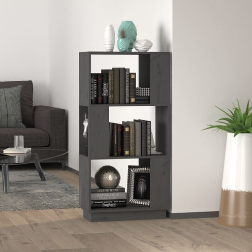 Bibliotecă/Separator cameră, gri, 51x25x101 cm lemn masiv pin - WALTI WALTI