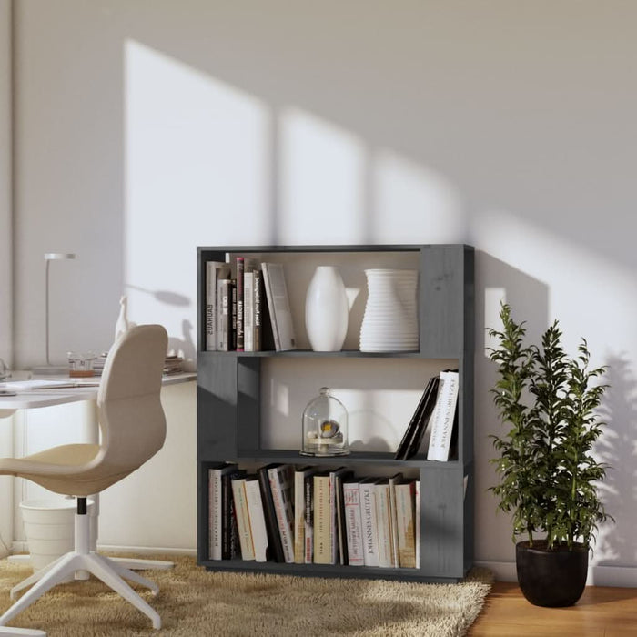 Bibliotecă/Separator cameră, gri, 80x25x101 cm lemn masiv pin - WALTI WALTI