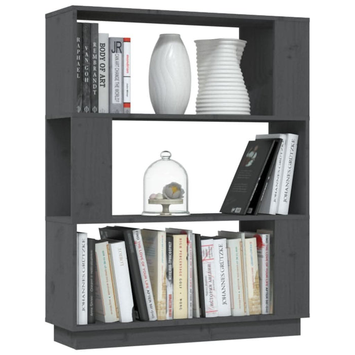 Bibliotecă/Separator cameră, gri, 80x25x101 cm lemn masiv pin - WALTI WALTI