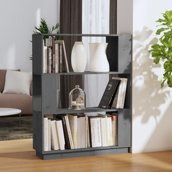 Bibliotecă/Separator cameră, gri, 80x25x101 cm lemn masiv pin - WALTI WALTI