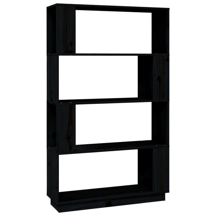 Bibliotecă/Separator cameră, negru, 80x25x132 cm lemn masiv pin - WALTI WALTI