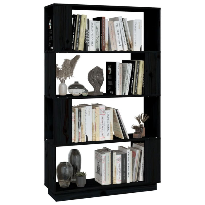 Bibliotecă/Separator cameră, negru, 80x25x132 cm lemn masiv pin - WALTI WALTI