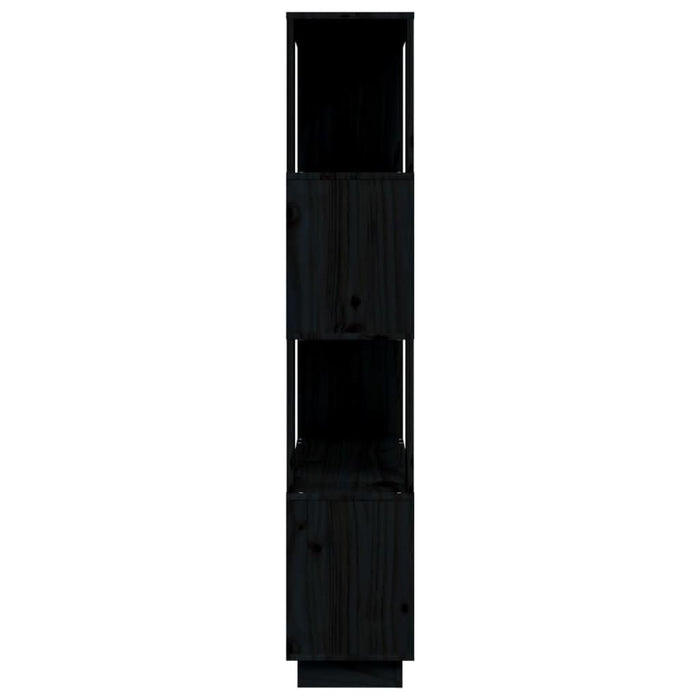 Bibliotecă/Separator cameră, negru, 80x25x132 cm lemn masiv pin - WALTI WALTI