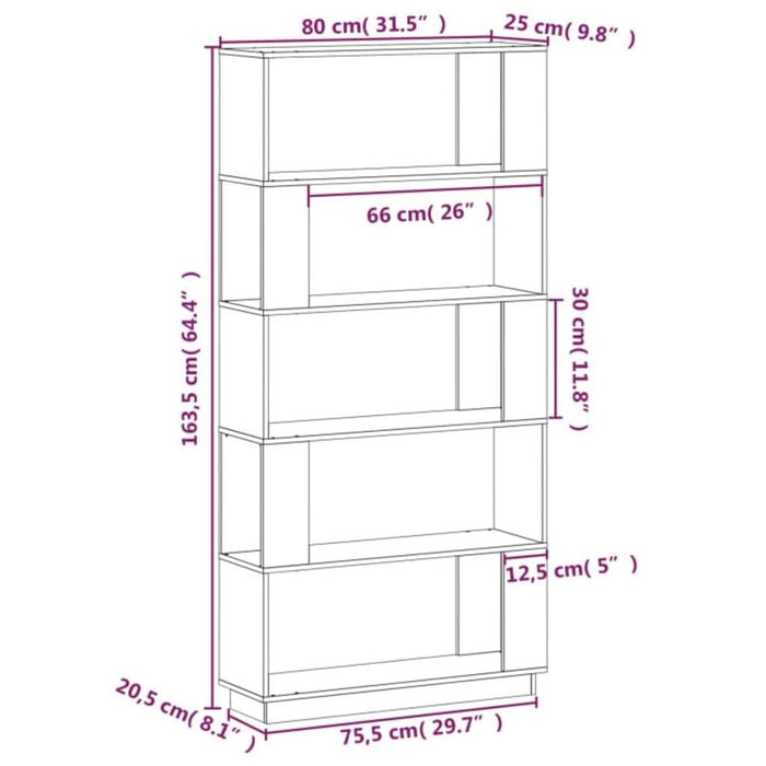Bibliotecă/Separator cameră negru 80x25x163,5 cm lemn masiv pin - WALTI WALTI