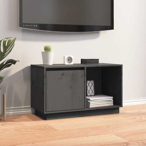 Comodă TV, gri, 74x35x44 cm, lemn masiv de pin - WALTI WALTI
