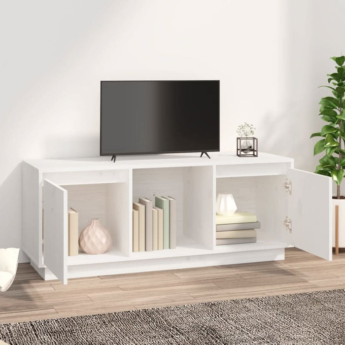 Comodă TV, alb, 110,5x35x44 cm, lemn masiv de pin - WALTI WALTI
