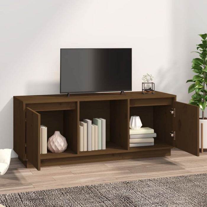 Comodă TV, maro miere, 110,5x35x44 cm, lemn masiv de pin - WALTI WALTI