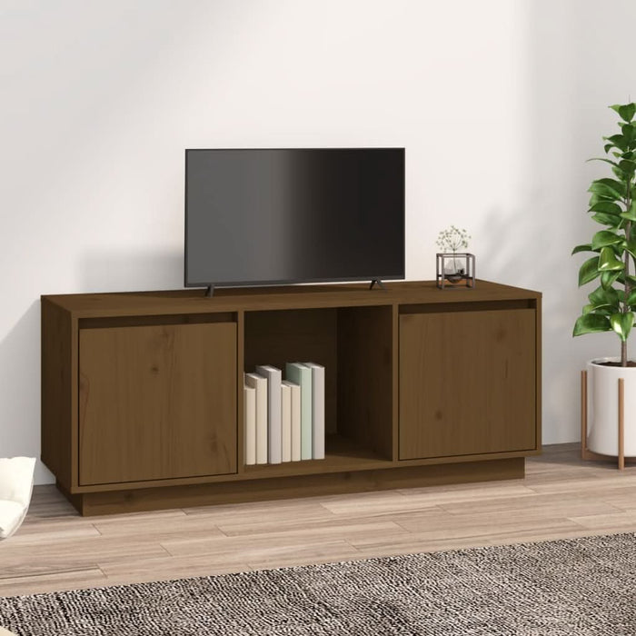 Comodă TV, maro miere, 110,5x35x44 cm, lemn masiv de pin - WALTI WALTI