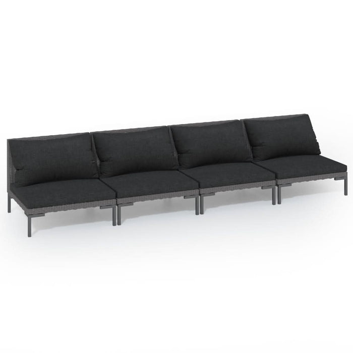 Set mobilier de grădină cu perne, 4 piese gri închis, poliratan - WALTI WALTI