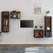 Comode TV, gri, 4 buc., lemn masiv de pin - WALTI WALTI