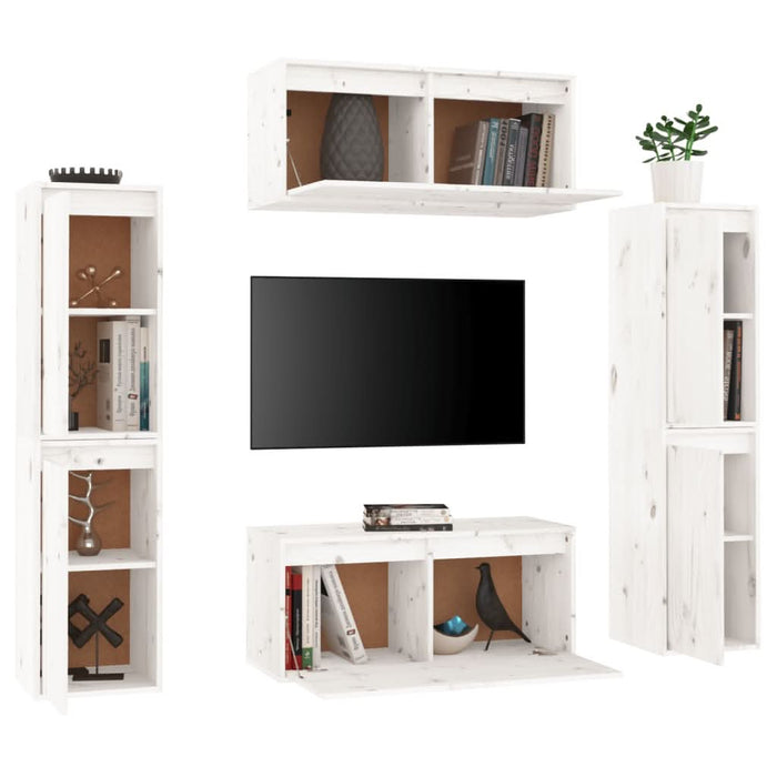 Comode TV, alb,6 buc., lemn masiv de pin - WALTI WALTI