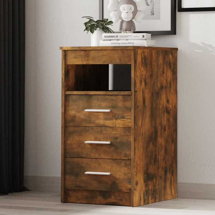 Dulap cu sertar, stejar fumuriu, 40x50x76 cm, lemn prelucrat - WALTI WALTI
