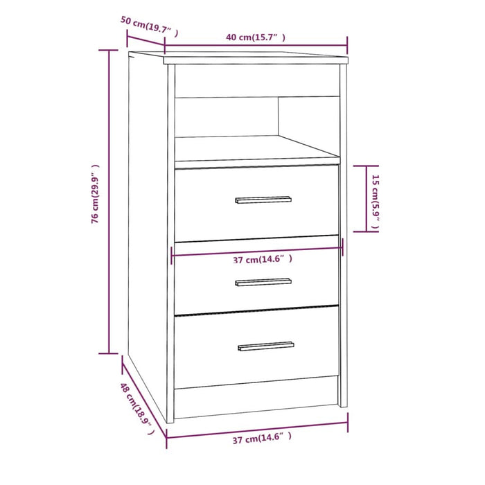 Dulap cu sertar, sonoma gri, 40x50x76 cm, lemn prelucrat - WALTI WALTI