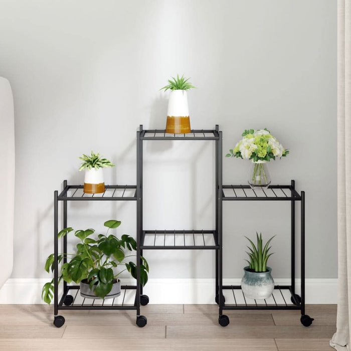Suport pentru flori cu roți, 83x25x63,5 cm, negru, fier - WALTI WALTI